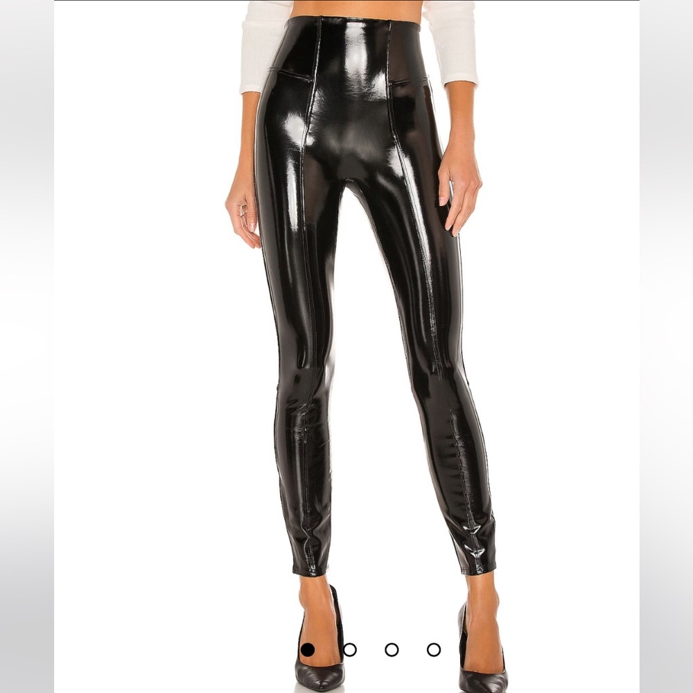 Spanx Faux Patent Leather Leggings High Rise‎ Black Small Tall Moto Edgy Rocker